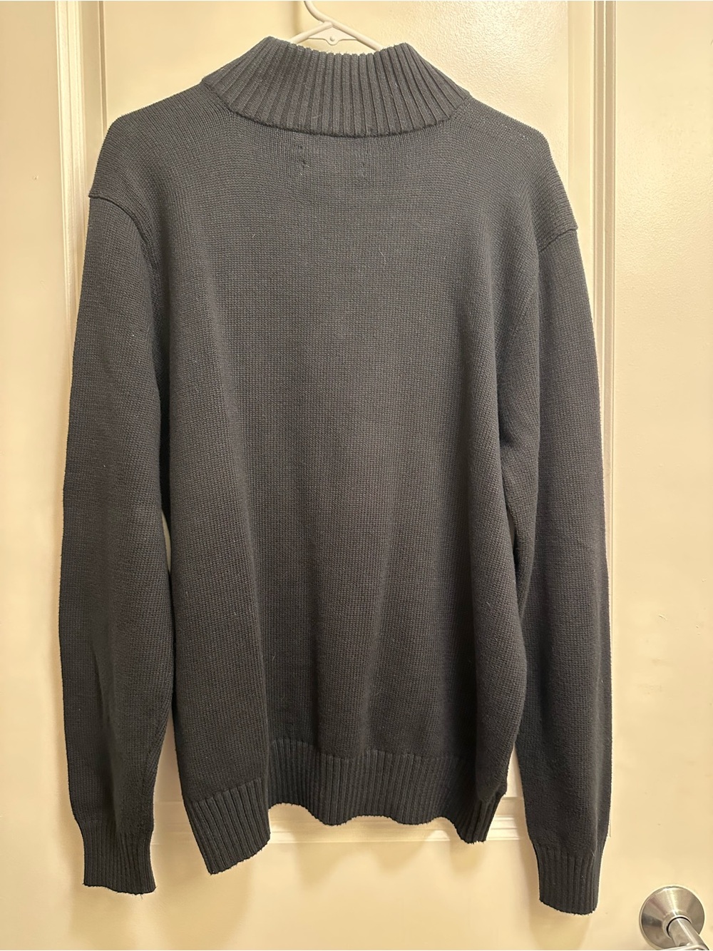 Ralph Lauren Men's Quarter-Zip Sweater in Black with Purple Pony - Picture 3 of 7